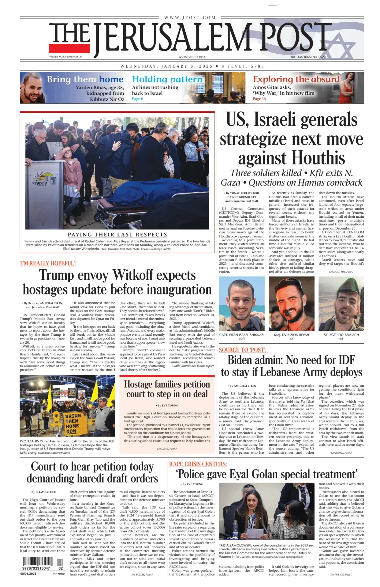 Prima-pagina-the jerusalem post-edizione-di-oggi-08-01-2025